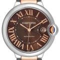 Cartier Ballon Bleu Steel Rose Gold Chocolate Dial Mens Watch W6920032