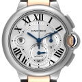 Cartier Ballon Bleu Chronograph Steel Rose Gold Silver Dial Mens Watch W6920063