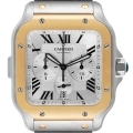 Cartier Santos XL Chronograph Steel Yellow Gold Mens Watch W2SA0008 Box Papers