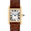 Cartier Tank Louis Small Yellow Gold Brown Strap Ladies Watch W1529856 Card