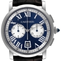 Cartier Rotonde Chronograph White Gold Blue Dial Mens Watch W1556239 Box Papers