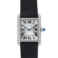 Cartier Tank Must Small Steel Diamond Bezel Ladies Watch W4TA0016 Box Card