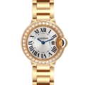 Cartier Ballon Bleu Yellow Gold Diamond Bezel Ladies Watch WE9001Z3 Box Papers