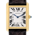 Cartier Tank Solo Yellow Gold Steel Black Strap Large Watch W5200004