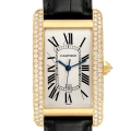 Cartier Tank Americaine Yellow Gold Diamond Mens Watch WB702051 Box Papers