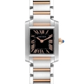 Cartier Tank Francaise Steel Rose Gold Black Dial Ladies Watch W5010001