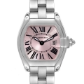 Cartier Roadster Small Pink Dial Steel Ladies Watch W62017V3 Box Papers