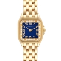 Cartier Panthere Small Yellow Gold Blue Dial Diamond Bezel Ladies Watch 8057915