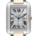 Cartier Tank Anglaise Large Steel 18K Rose Gold Mens Watch W5310007 Box Papers
