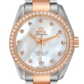 Omega Aqua Terra Steel Rose Gold Diamond Ladies Watch 231.25.39.21.55.001 Box Card