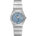 Omega Constellation Mother of Pearl Diamond Steel Ladies Watch 123.15.24.60.57.001 Box Card