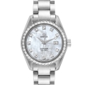 Omega Seamaster Aqua Terra Mother of Pearl Diamond Steel Ladies Watch 2579.75.00 Box Card