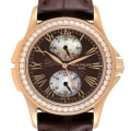 Patek Philippe Calatrava Travel Time Rose Gold Mother of Pearl Diamond Watch 4934