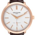 Patek Philippe Calatrava 18K Rose Gold Silver Dial Mens Watch 5123R