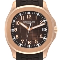 Patek Philippe Aquanaut Date Rose Gold Brown Strap Mens Watch 5167R