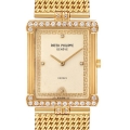 Patek Philippe Asprey 18k Yellow Gold Ivory Dial Diamond Mens Watch 3776