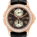 Patek Philippe Calatrava Travel Time Rose Gold Mother of Pearl Diamond Watch 4934