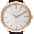 Patek Philippe Calatrava 18K Rose Gold Silver Dial Mens Watch 5123R