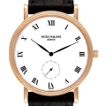 Patek Philippe Calatrava 18k Rose Gold Black Strap Mens Watch 3919