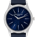 Patek Philippe Calatrava White Gold Blue Dial Diamond Ladies Watch 4897 4897G