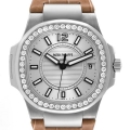 Patek Philippe Nautilus White Gold Diamond Bezel Ladies Watch 7010G Box Papers