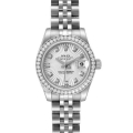 Rolex Datejust 26 Steel White Gold Diamond Ladies Watch 179384 Box Card