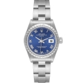 Rolex Date Blue Dial Engine Turned Bezel Steel Ladies Watch 79240