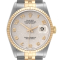 Rolex Datejust Steel Yellow Gold Ivory Anniversary Dial Watch 16233 Box Papers