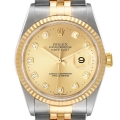 Rolex Datejust Steel Yellow Gold Diamond Dial Mens Watch 16233 Rolex Datejust Steel Yellow Gold Diamond Dial Mens Watch 16233