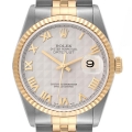 Rolex Datejust Steel Yellow Gold Pyramid Dial Mens Watch 16233 Box Papers