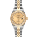 Rolex Datejust Steel Yellow Gold Champagne Roman Dial Ladies Watch 69173 Papers
