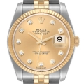 Rolex Datejust 36 Steel Yellow Gold Diamond Mens Watch 116233