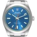 Rolex Milgauss Blue Dial Green Crystal Steel Mens Watch 116400GV Box Card