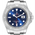 Rolex Yachtmaster 40mm Steel Platinum Blue Dial Mens Watch 116622 Box Card