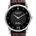 Rolex Cellini Classic Black Dial 18K White Gold Mens Watch 5116