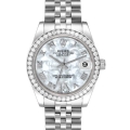 Rolex Datejust Midsize Steel White Gold Mother of Pearl Diamond Ladies Watch 178384