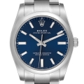 Rolex Oyster Perpetual 34mm Blue Dial Steel Mens Watch 124200 Unworn
