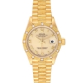 Rolex President Datejust Yellow Gold Bark Finish Ivory Dial Ladies Watch 69288