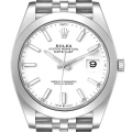 Rolex Datejust 41 White Dial Smooth Bezel Steel Mens Watch 126300 Unworn