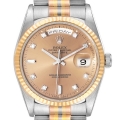 Rolex President Day-Date Tridor White Yellow Rose Gold Diamond Mens Watch 18239