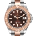 Rolex Yachtmaster 37 Midsize Steel Rose Brown Dial Gold Mens Watch 268621