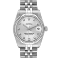 Rolex Datejust Midsize Steel White Gold Diamond Ladies Watch 68274 Box Papers