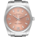 Rolex Air King 34 Salmon Dial Smooth Bezel Mens Watch 114200 Box Card