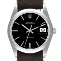 Rolex OysterDate Precision Black Dial Steel Vintage Mens Watch 6694
