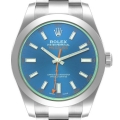 Rolex Milgauss Blue Dial Green Crystal Steel Mens Watch 116400GV Unworn