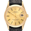 Rolex Date 14k Yellow Gold Champagne Dial Vintage Mens Watch 15007