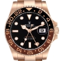 Rolex GMT Master II Black Brown Root Beer Rose Gold Mens Watch 126715 Box Card