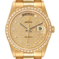Rolex Day-Date President Yellow Gold Pleiades Diamond Dial Mens Watch 18348