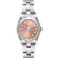 Rolex Oyster Perpetual Salmon Dial Smooth Bezel Steel Ladies Watch 76080