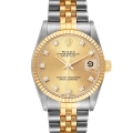 Rolex Datejust Midsize Steel Yellow Gold Diamond Dial Ladies Watch 68273